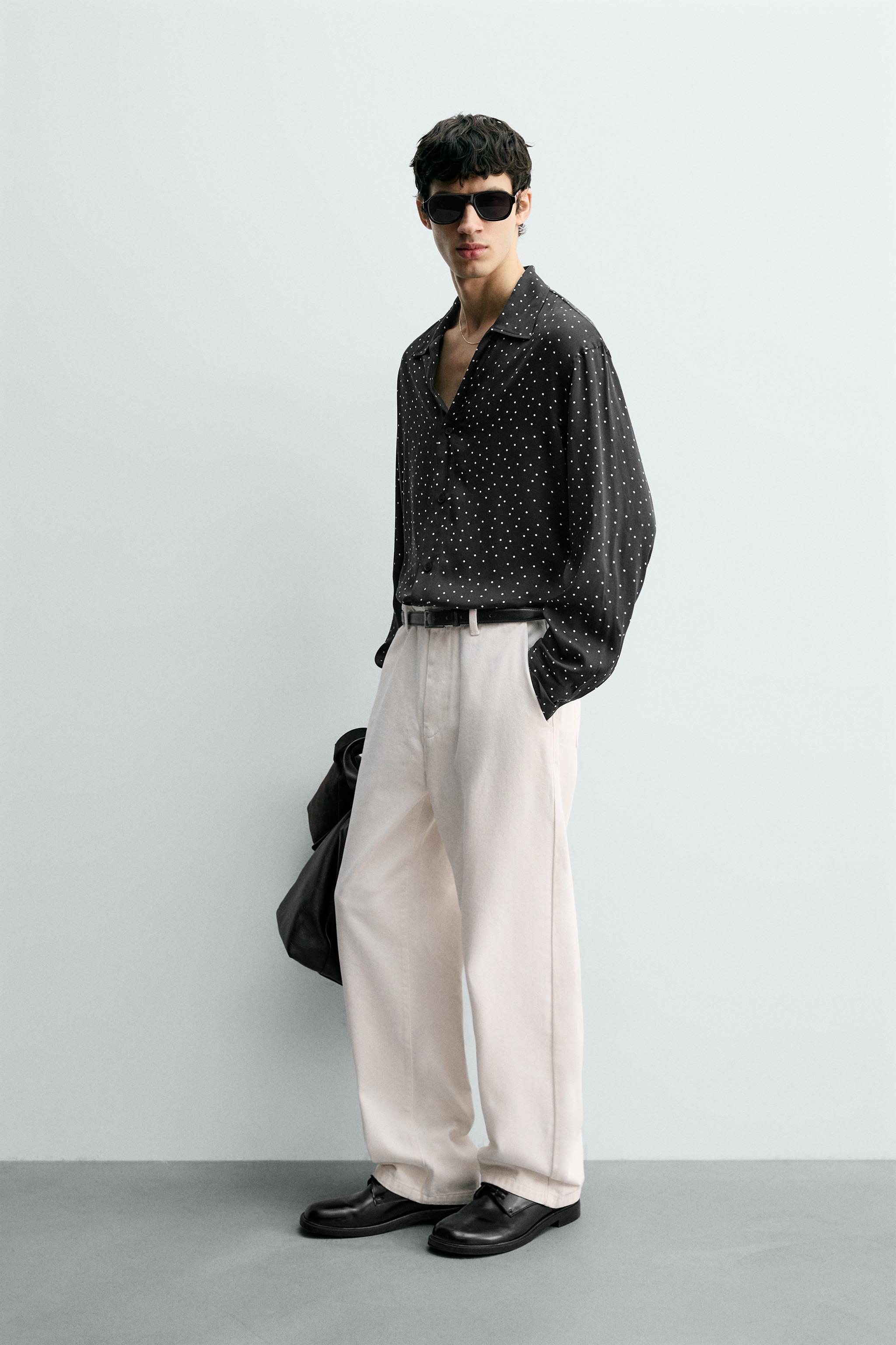 FLOWY POLKA DOT PRINT SHIRT